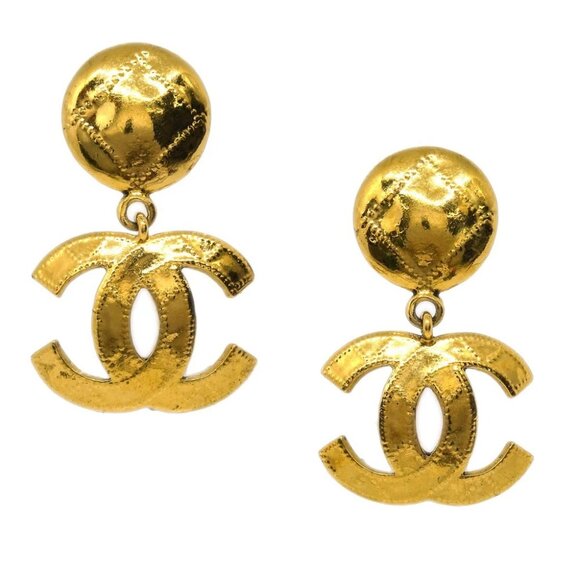 Chanel Dangle Earrings Clip-On Gold 94P 153108 - Picture 1 of 4